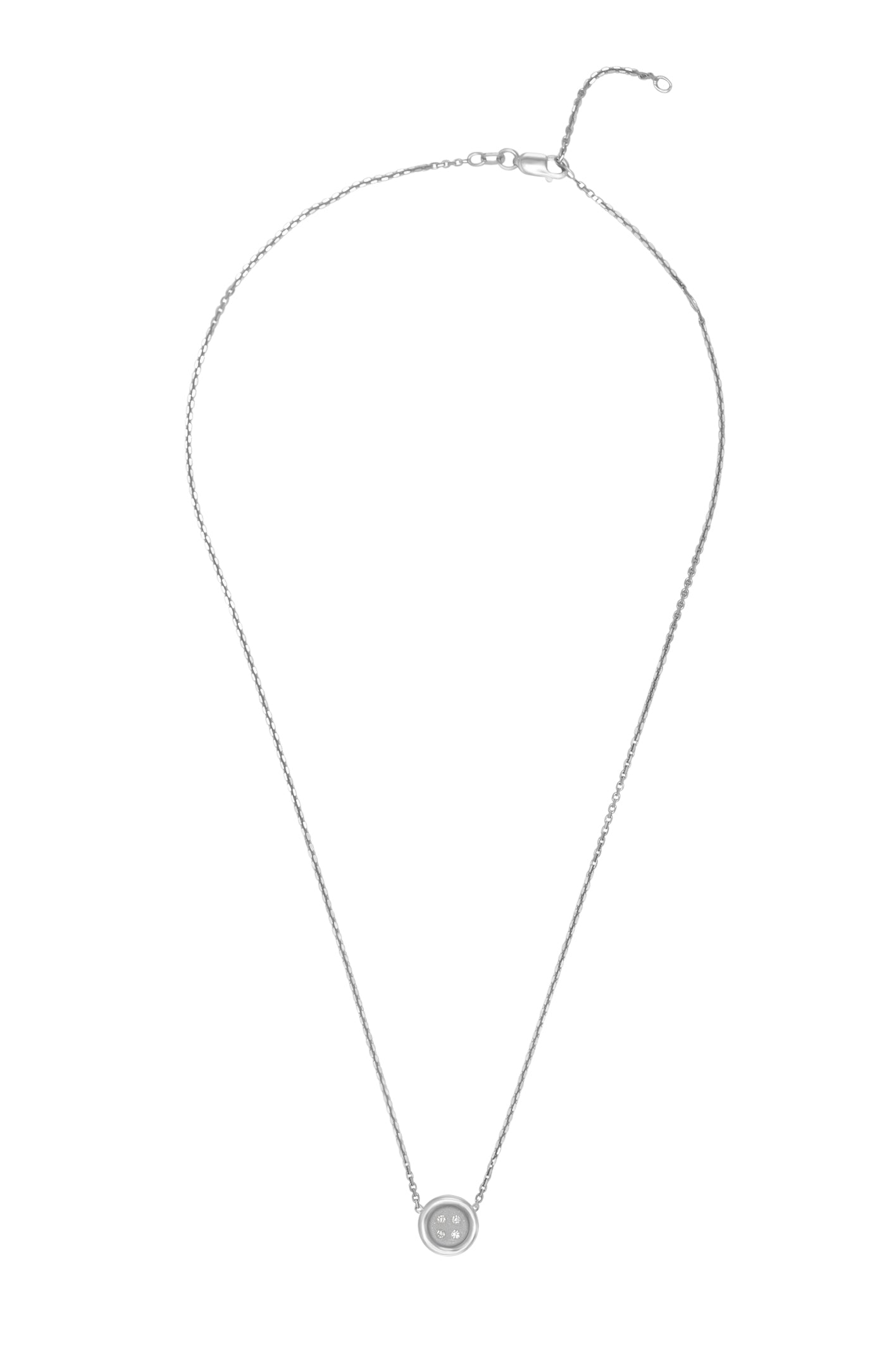 Baby Sterling Silver Button Necklace With Diamonds
