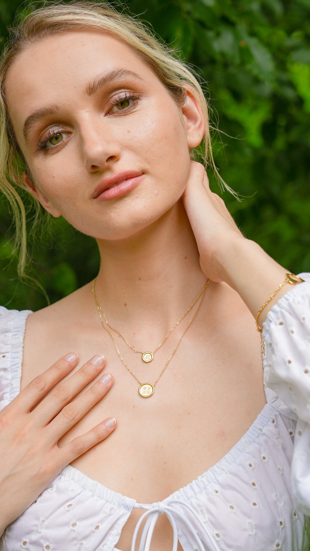 Baby Yellow Gold Button Necklace
