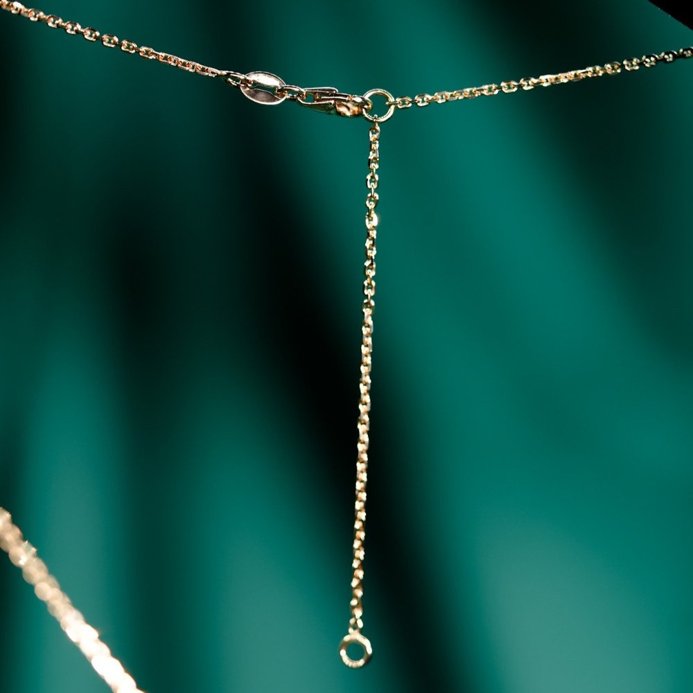 Small Yellow Gold Button Necklace With Emerald and Sapphire