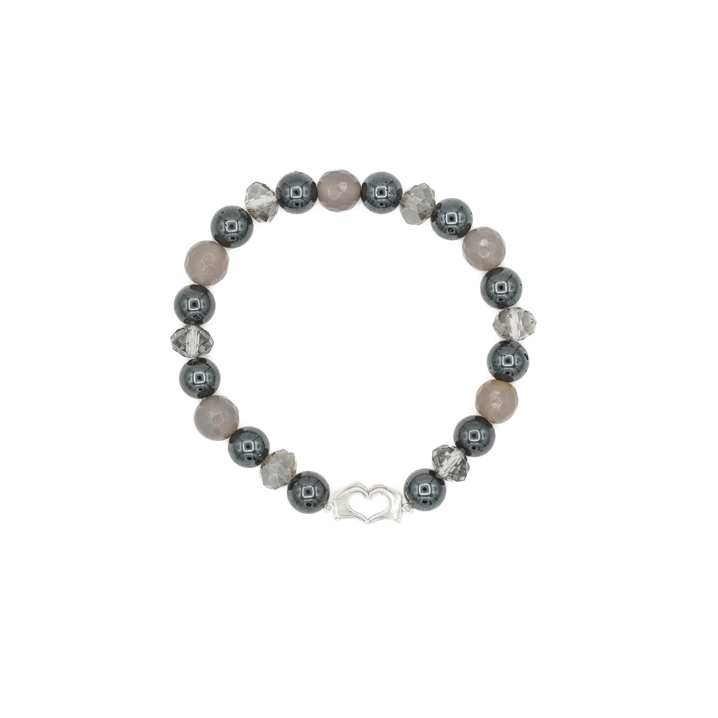Mixed Hematite & Faceted Crystal Bracelet