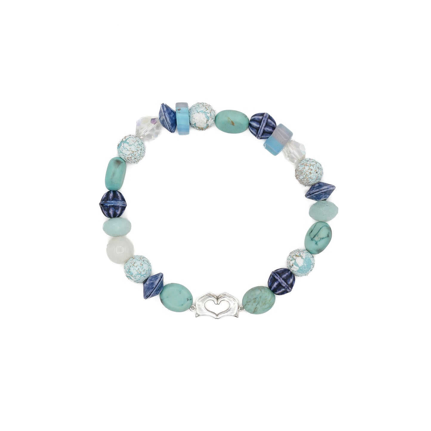 Blues Mixed Texture Beaded Bracelet