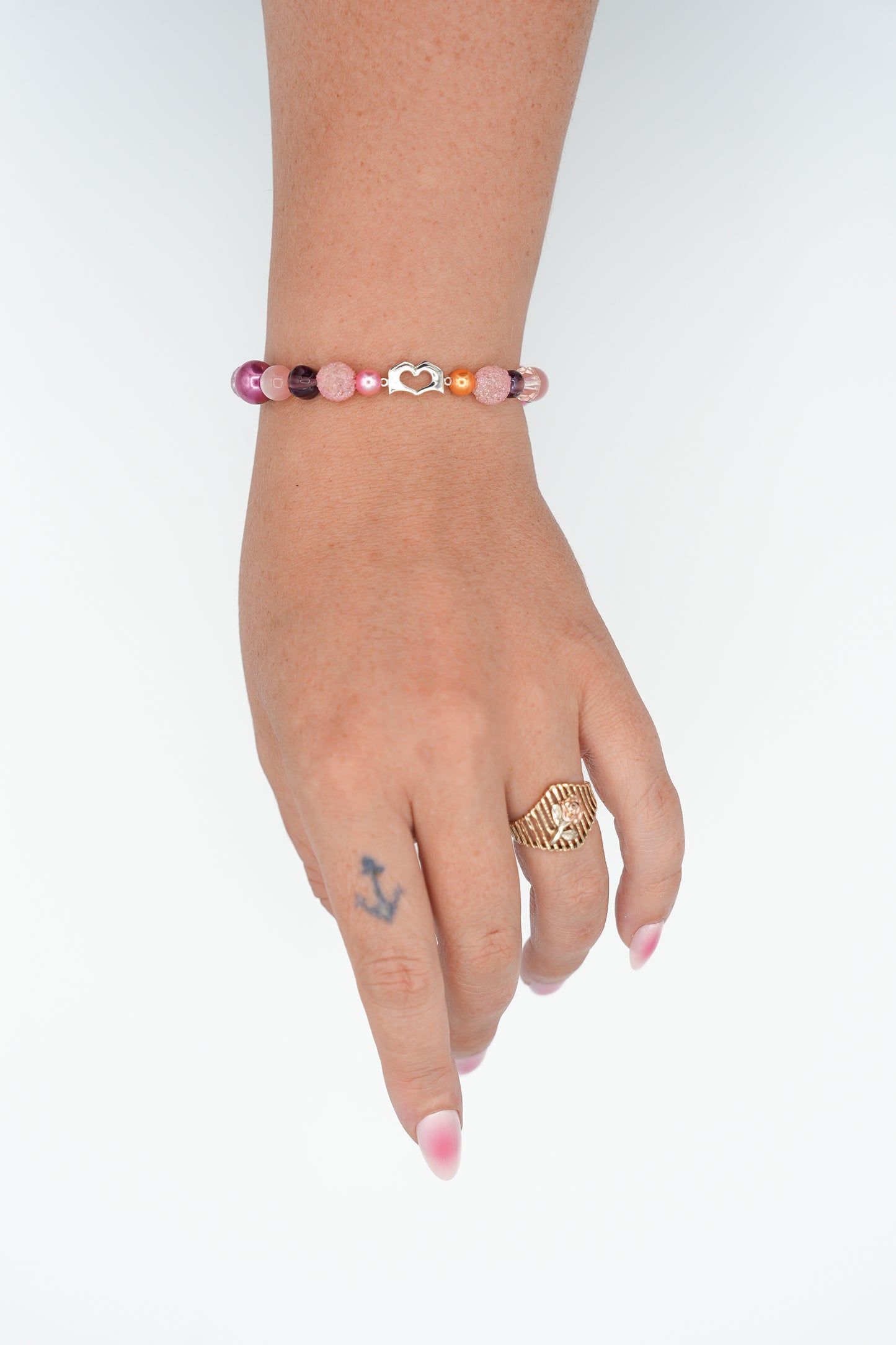 Pink Medley Mixed Vintage Beads Bracelet