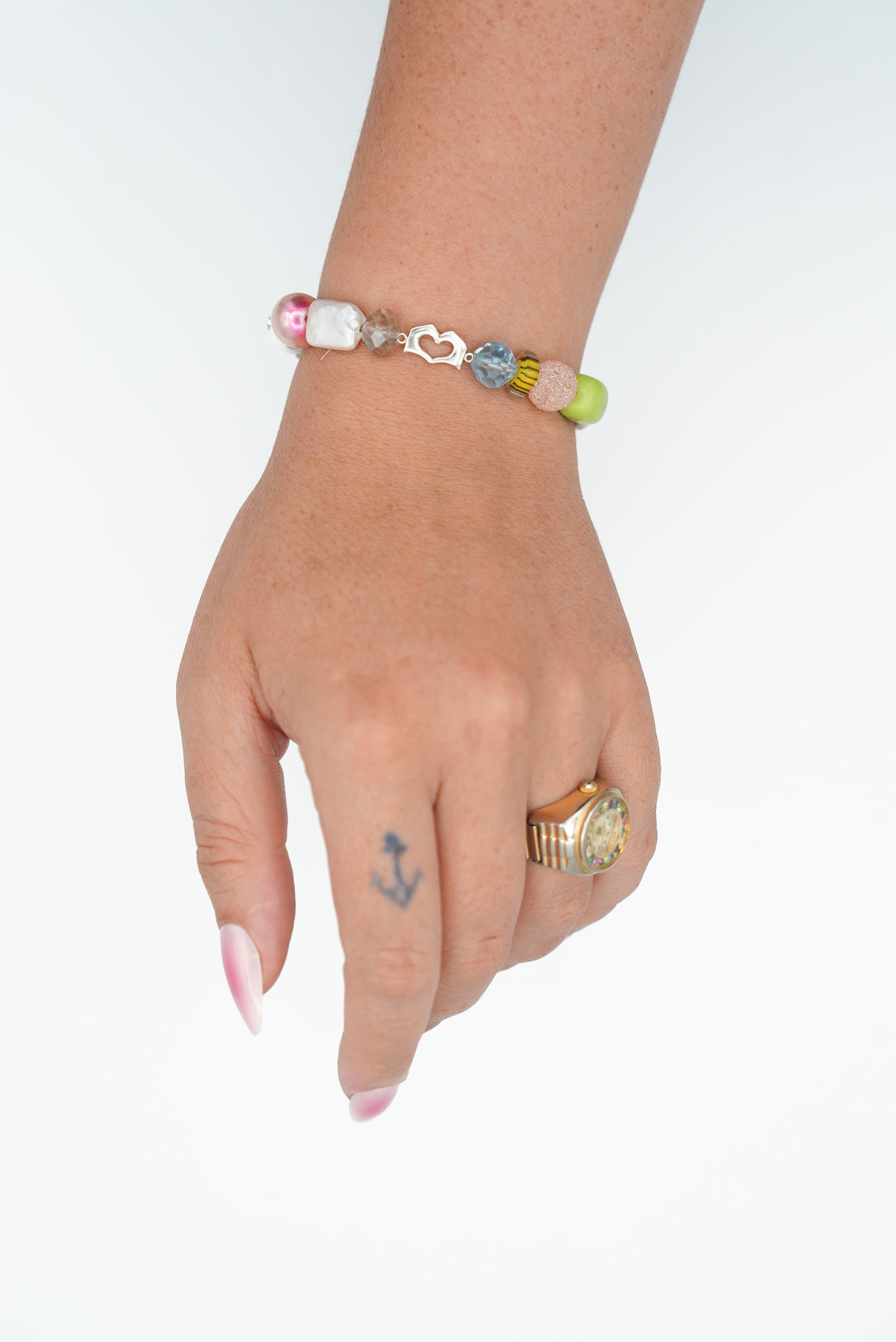 Chunky Mixed Glass & Vintage Bead Bracelet