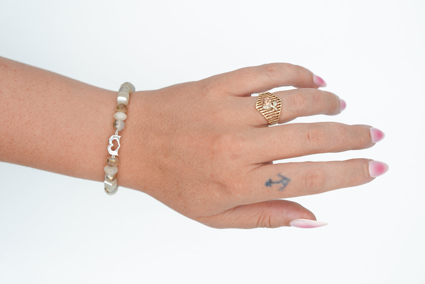 Faceted Rhinestone & Glass Bead Bracelet