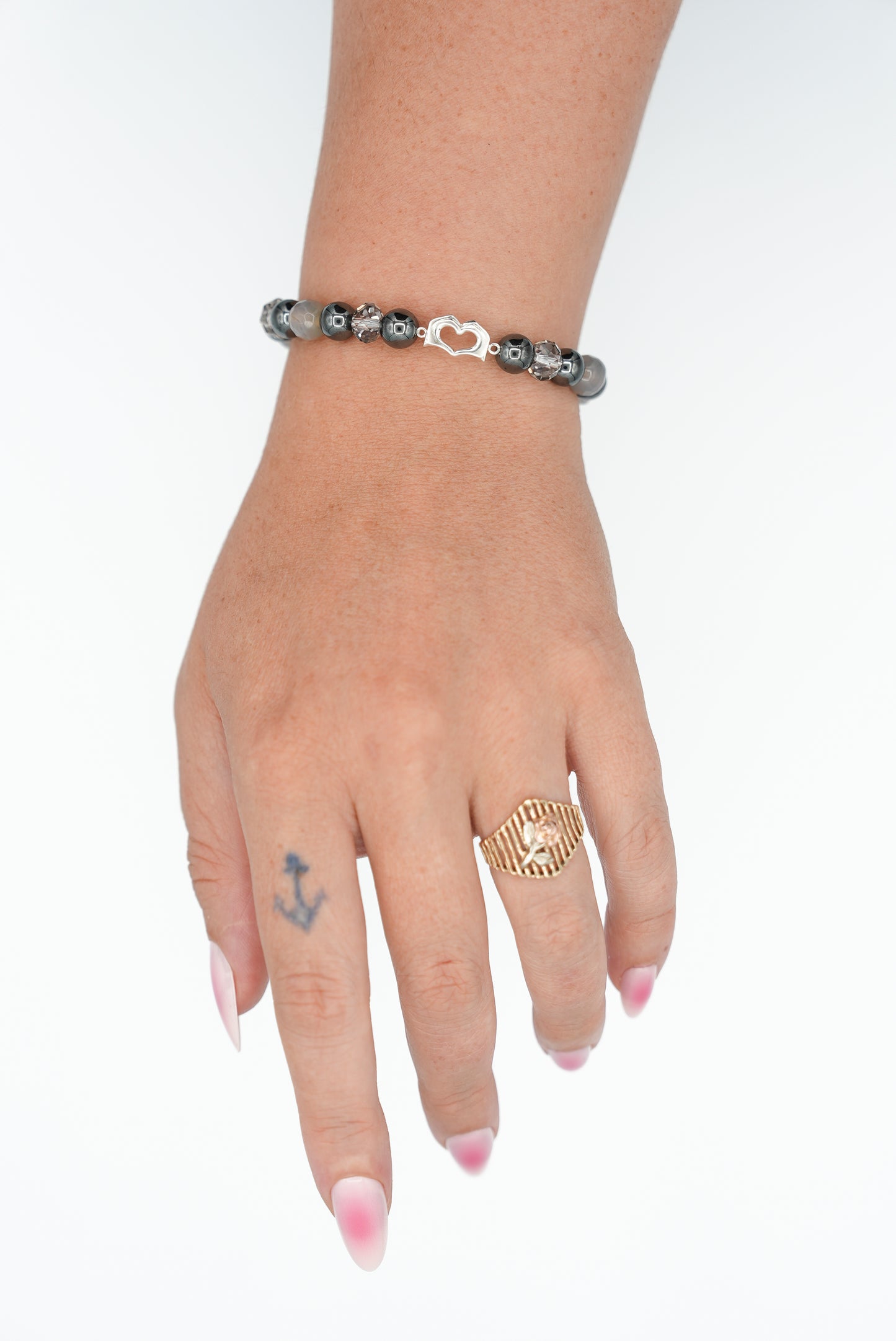 Mixed Hematite & Faceted Crystal Bracelet