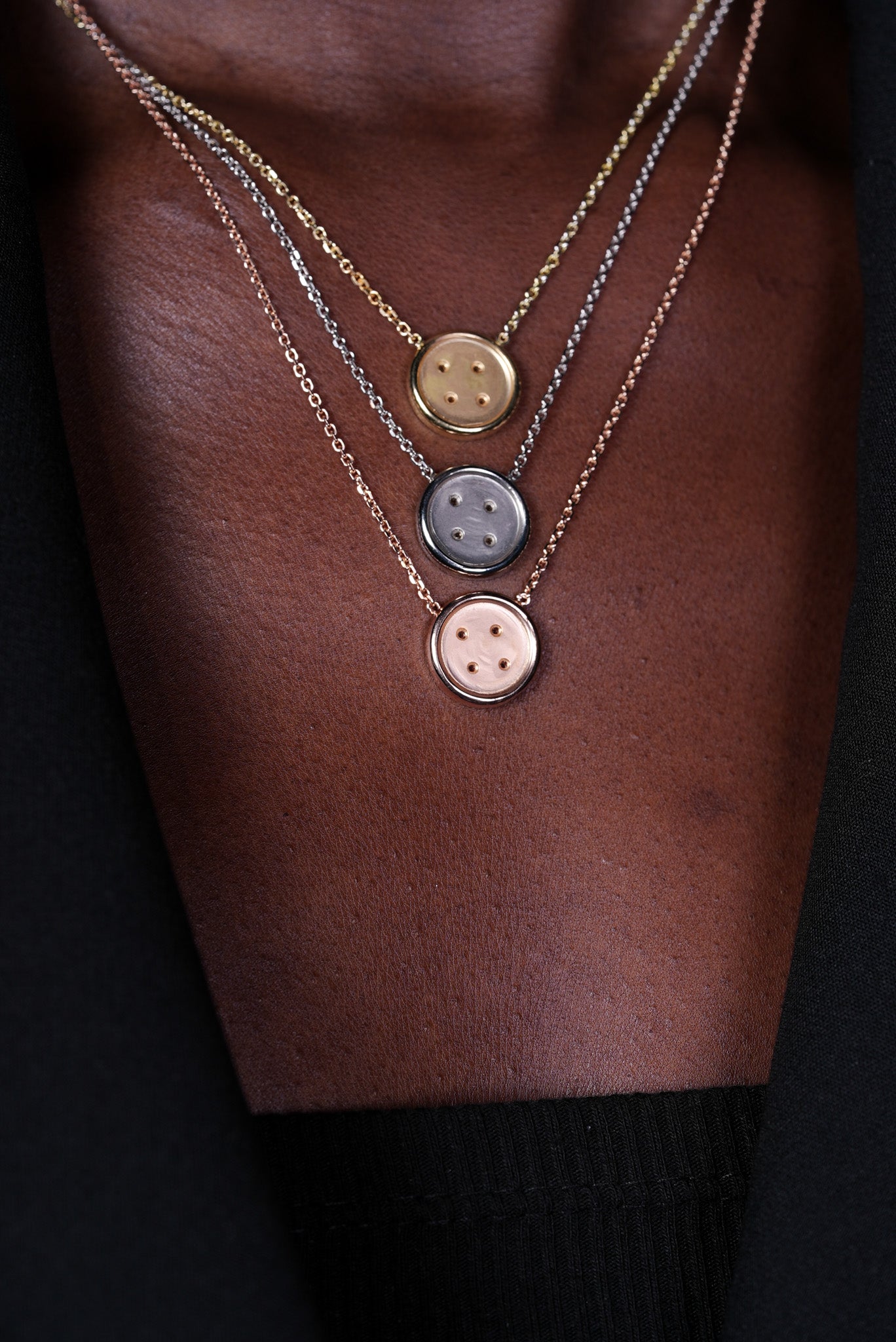 Small Rose Gold Button Necklace