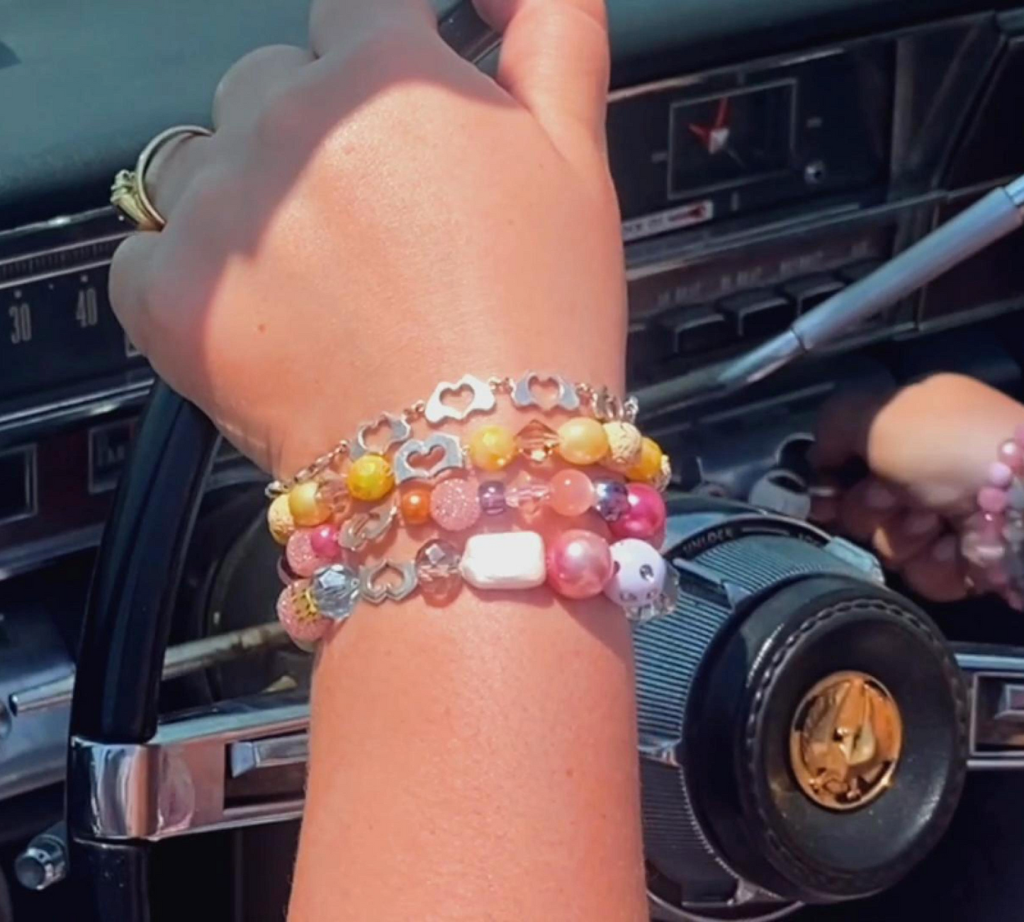 Pink Medley Mixed Vintage Beads Bracelet
