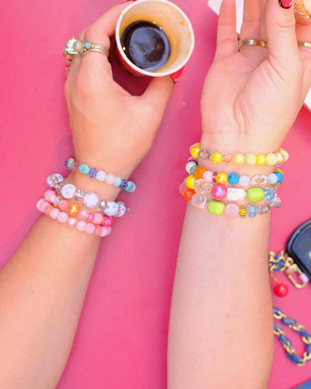 Blues Mixed Texture Beaded Bracelet