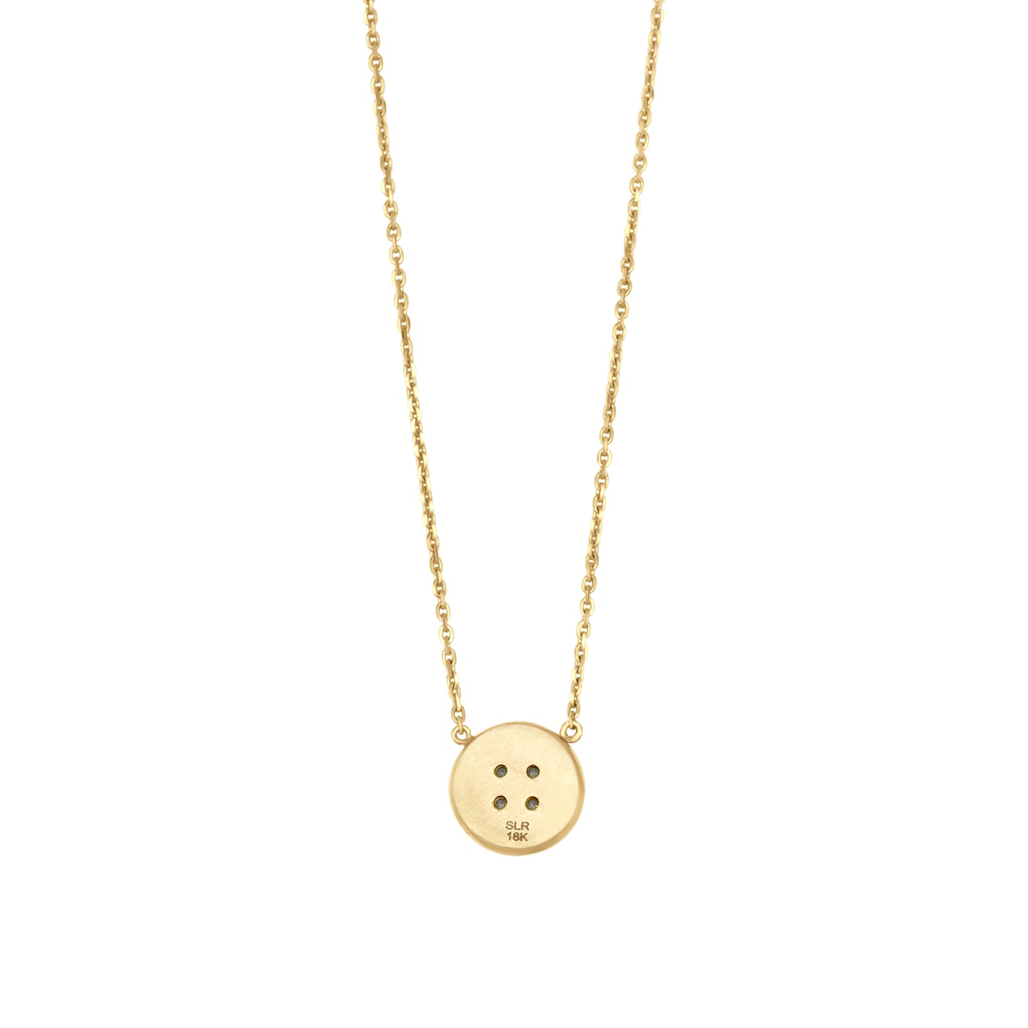 Baby Yellow Gold Button Necklace With Diamonds