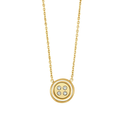 Baby Yellow Gold Button Necklace With Diamonds