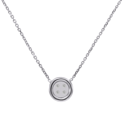 Baby Sterling Silver Button Necklace With Diamonds