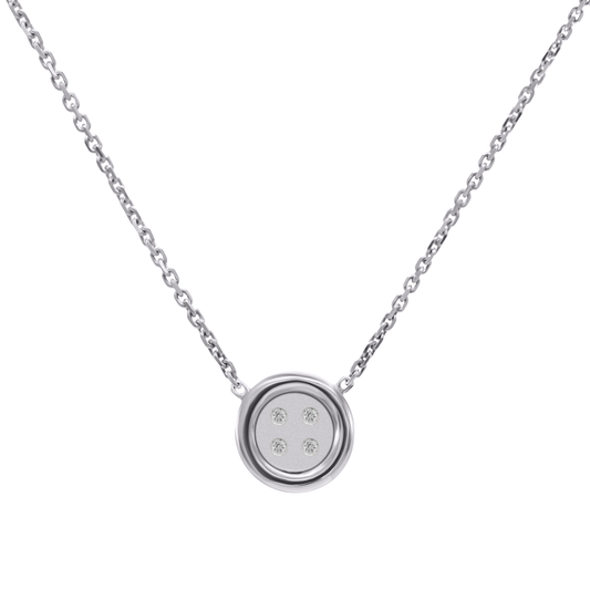 Baby Sterling Silver Button Necklace With Diamonds