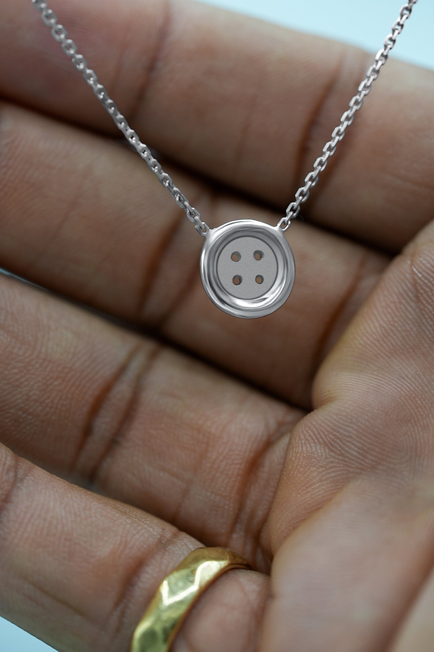 Baby Sterling Silver Button Necklace