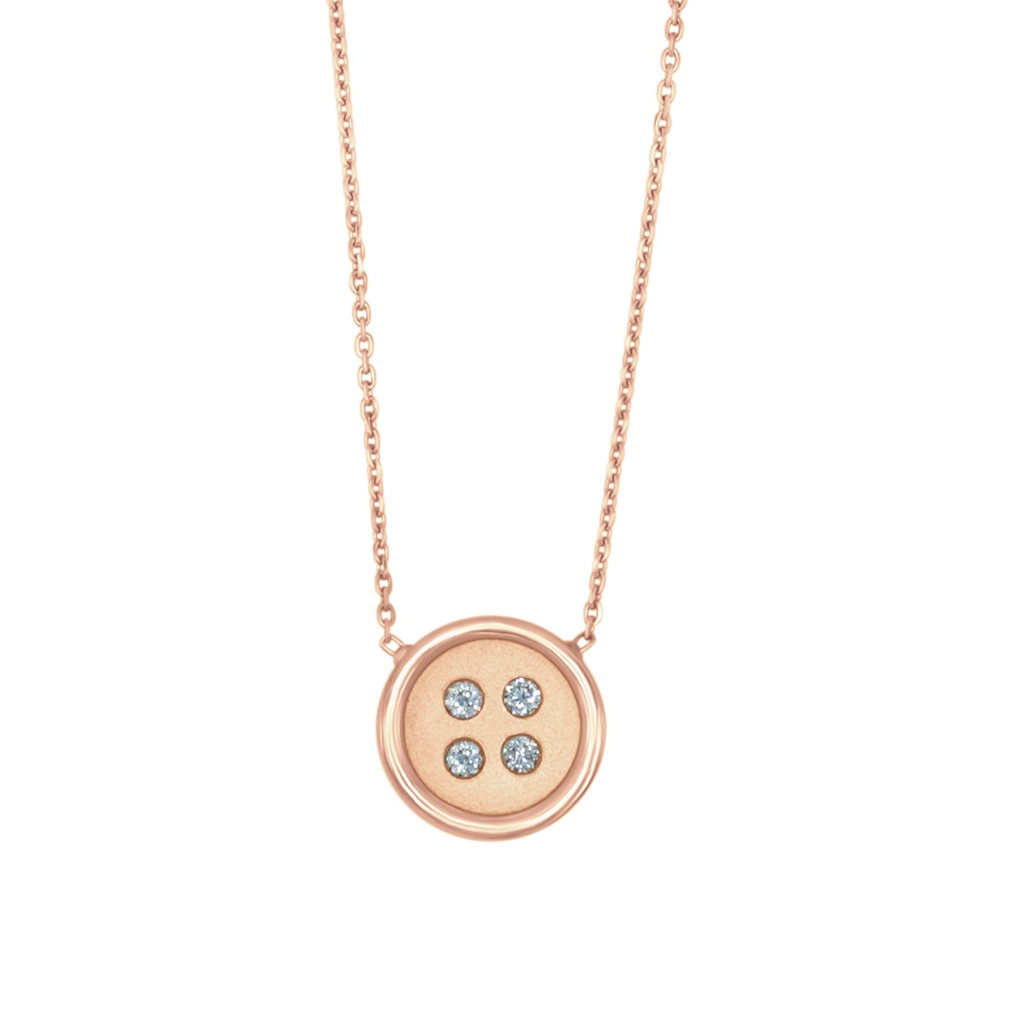 Small Rose Gold Button Necklace With Diamonds