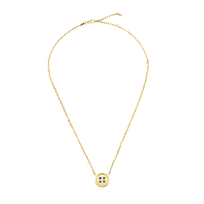 Small Yellow Gold Button Necklace With Sapphires