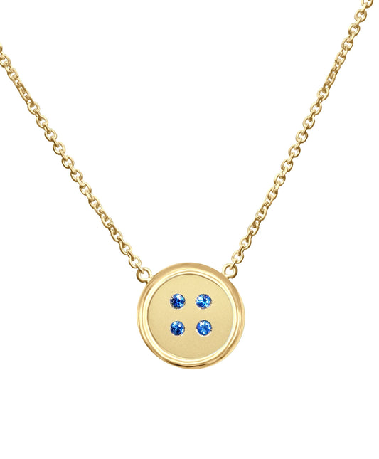 Small Yellow Gold Button Necklace With Sapphires