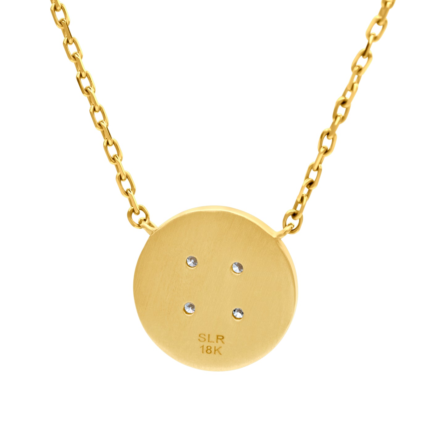 Medium Yellow Gold Button Necklace With Diamonds