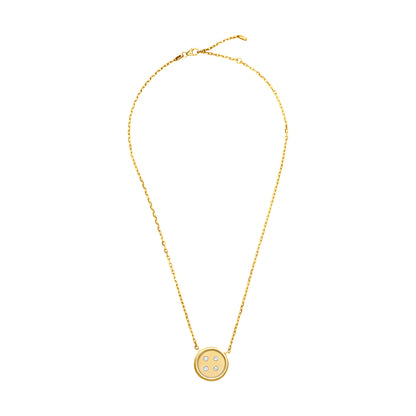 Medium Yellow Gold Button Necklace With Diamonds