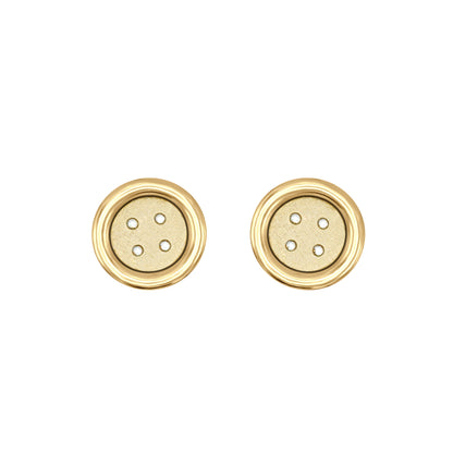 Baby Yellow Gold Button Earrings