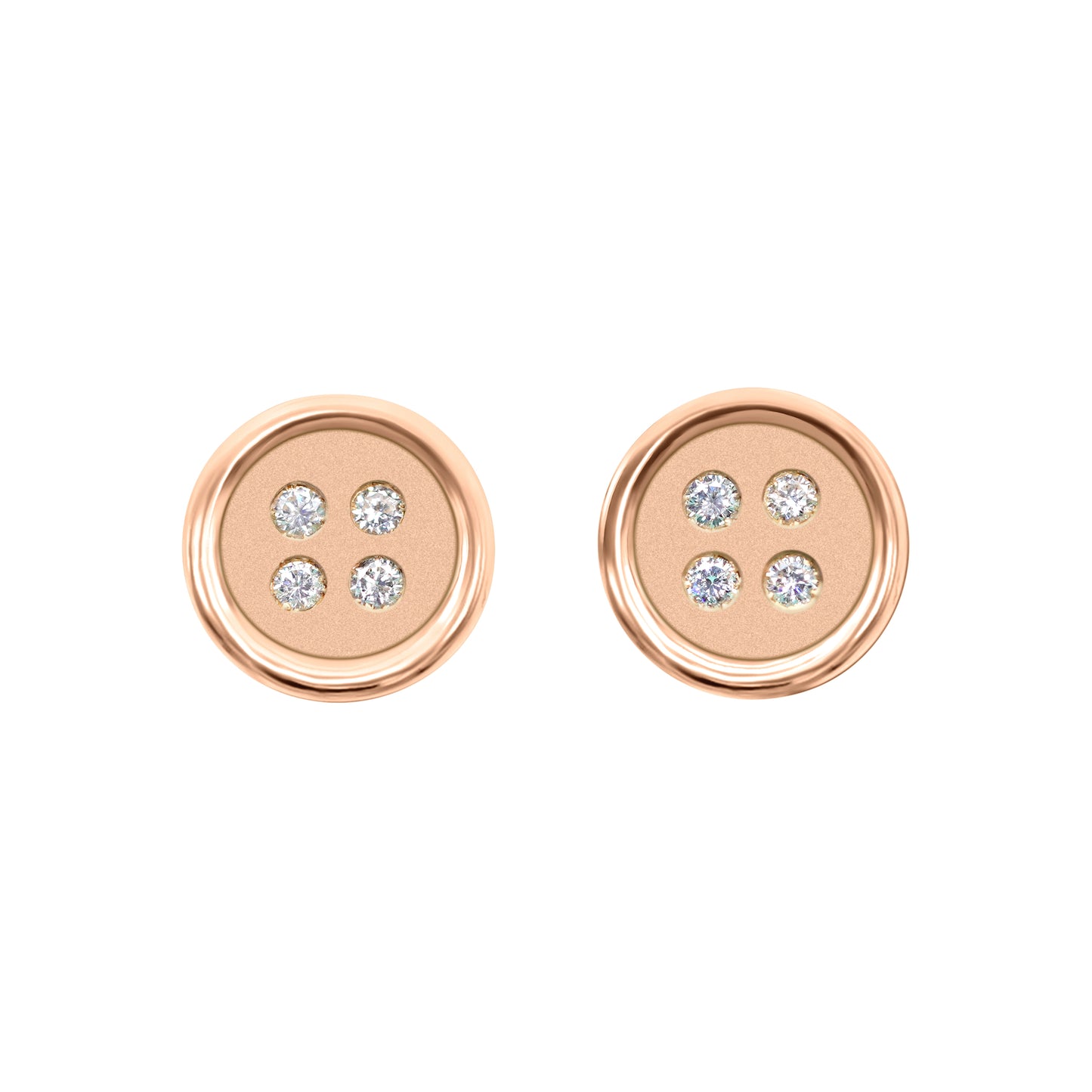 Small Rose Gold Button Earrings With Diamonds