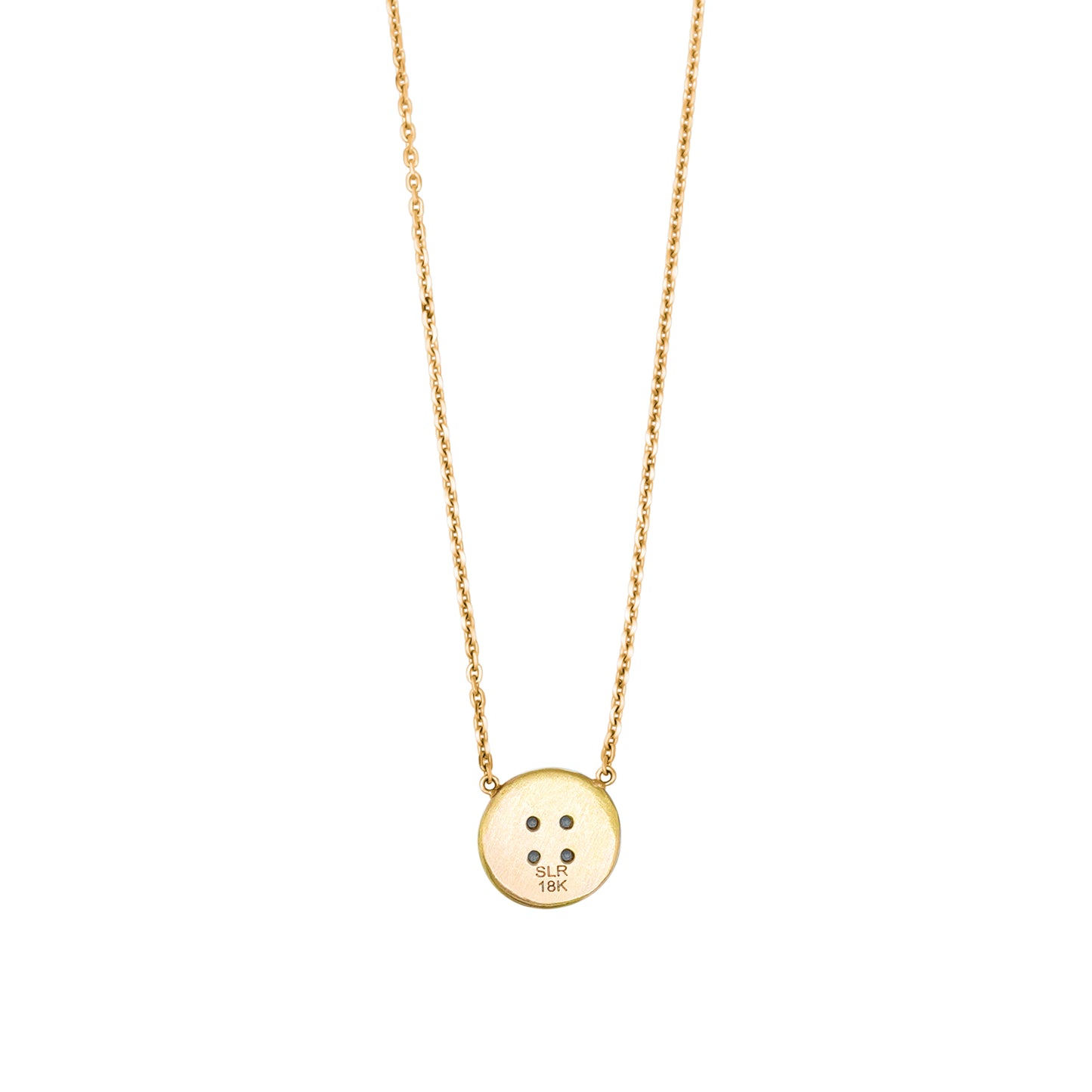 Small Yellow Gold Button Necklace With Diamonds