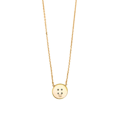 Small Yellow Gold Button Necklace With Diamonds