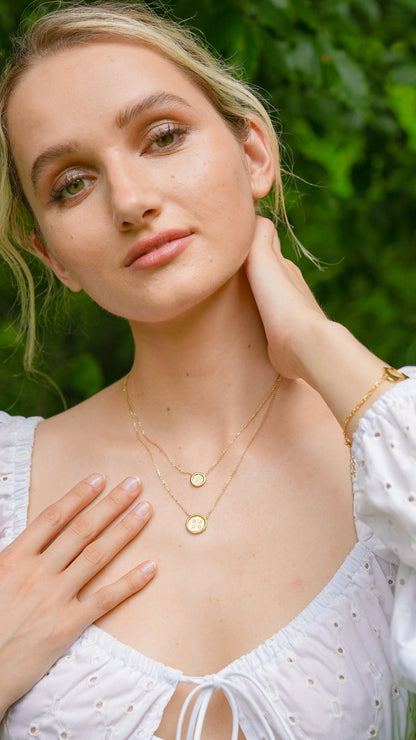 Baby Yellow Gold Button Necklace