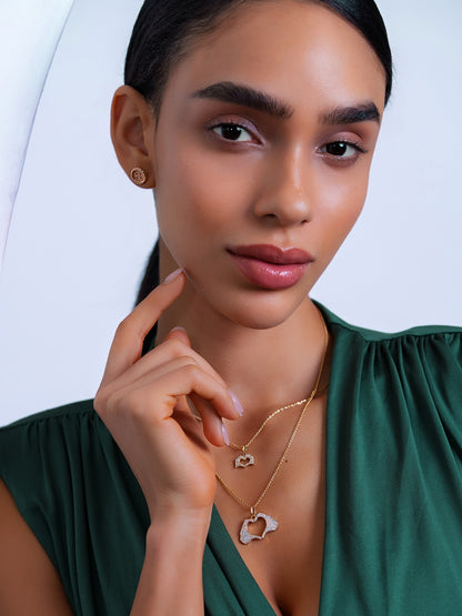 Small Yellow Gold Heart Hands Necklace With Pavé Diamonds