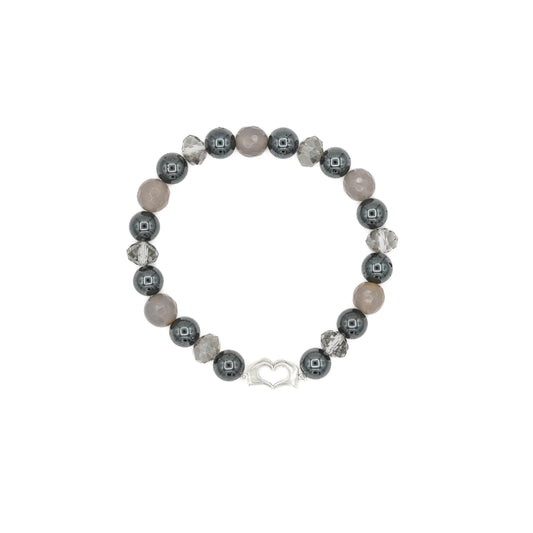 Mixed Hematite & Faceted Crystal Bracelet