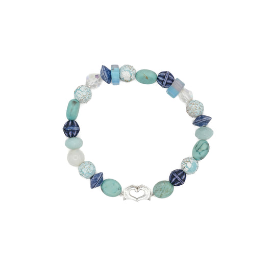 Blues Mixed Texture Beaded Bracelet