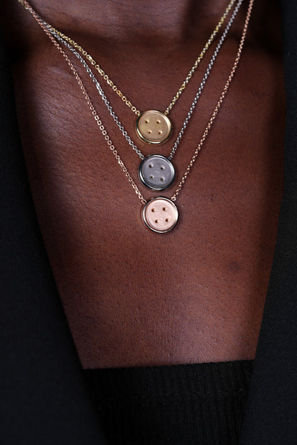 Small Gold Button Necklace