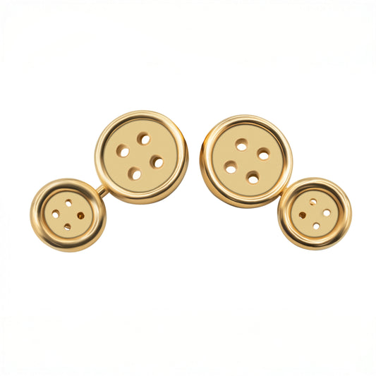 Yellow Gold Button Cuff Links